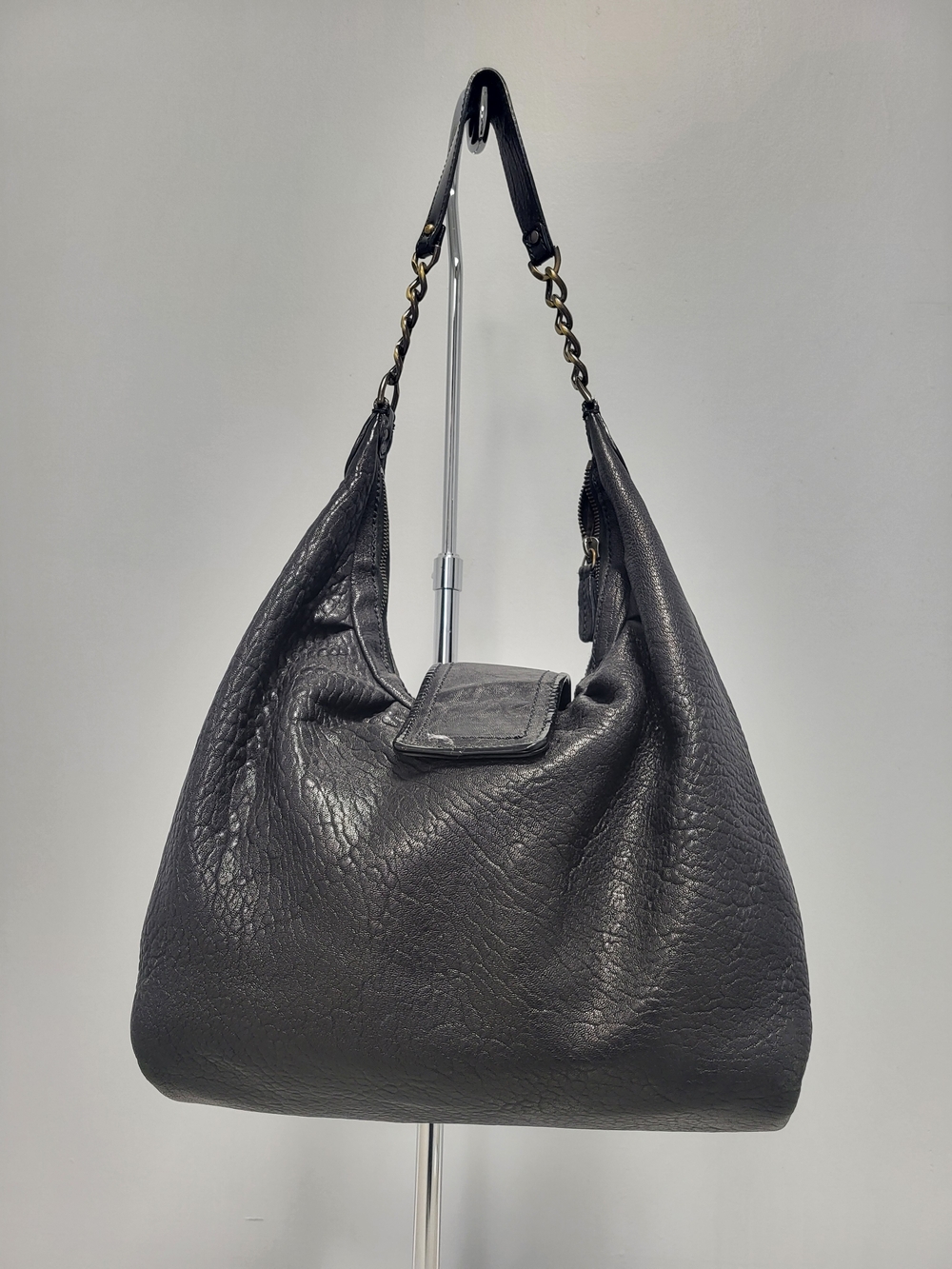 Vintage Fendi Black Leather Borsa B Hobo Shoulder Bag - Picture 3 of 14